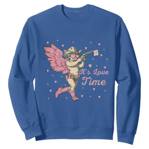 Funny Valentine's Day Sweatshirt It's Love Time Cowboy Cupid TS09 Royal Blue Print Your Wear