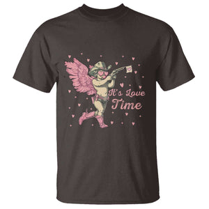 Funny Valentine's Day T Shirt It's Love Time Cowboy Cupid TS09 Dark Chocolate Print Your Wear