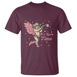 Funny Valentine's Day T Shirt It's Love Time Cowboy Cupid TS09 Maroon Print Your Wear