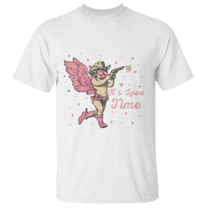 Funny Valentine's Day T Shirt It's Love Time Cowboy Cupid TS09 White Print Your Wear