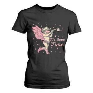 Funny Valentine's Day T Shirt For Women It's Love Time Cowboy Cupid TS09 Black Print Your Wear