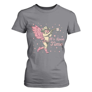 Funny Valentine's Day T Shirt For Women It's Love Time Cowboy Cupid TS09 Charcoal Print Your Wear