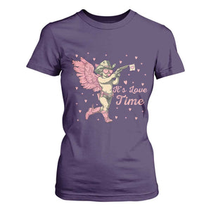 Funny Valentine's Day T Shirt For Women It's Love Time Cowboy Cupid TS09 Purple Print Your Wear