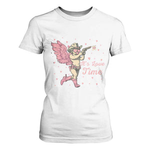 Funny Valentine's Day T Shirt For Women It's Love Time Cowboy Cupid TS09 White Print Your Wear