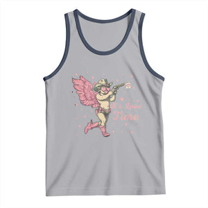 Funny Valentine's Day Tank Top It's Love Time Cowboy Cupid TS09 Athletic Heather Navy Print Your Wear