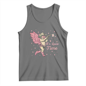 Funny Valentine's Day Tank Top It's Love Time Cowboy Cupid TS09 Black Heather Print Your Wear