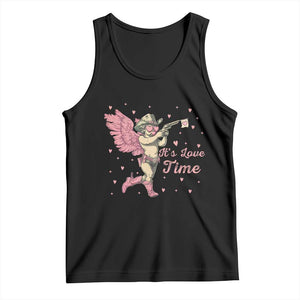 Funny Valentine's Day Tank Top It's Love Time Cowboy Cupid TS09 Black Print Your Wear