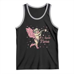 Funny Valentine's Day Tank Top It's Love Time Cowboy Cupid TS09 Black Athletic Heather Print Your Wear