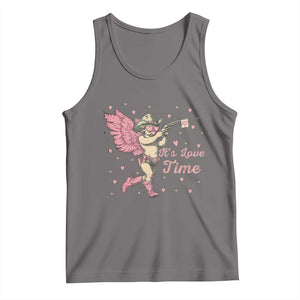 Funny Valentine's Day Tank Top It's Love Time Cowboy Cupid TS09 Deep Heather Print Your Wear