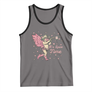 Funny Valentine's Day Tank Top It's Love Time Cowboy Cupid TS09 Deep Heather Black Print Your Wear