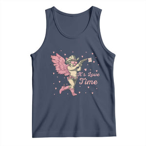 Funny Valentine's Day Tank Top It's Love Time Cowboy Cupid TS09 Navy Print Your Wear