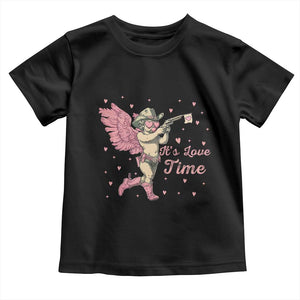 Funny Valentine's Day Toddler T Shirt It's Love Time Cowboy Cupid TS09 Black Print Your Wear