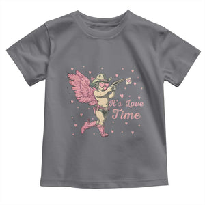 Funny Valentine's Day Toddler T Shirt It's Love Time Cowboy Cupid TS09 Charcoal Print Your Wear