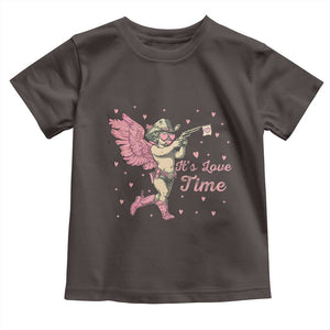 Funny Valentine's Day Toddler T Shirt It's Love Time Cowboy Cupid TS09 Dark Chocolate Print Your Wear