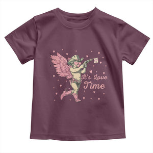 Funny Valentine's Day Toddler T Shirt It's Love Time Cowboy Cupid TS09 Maroon Print Your Wear