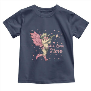 Funny Valentine's Day Toddler T Shirt It's Love Time Cowboy Cupid TS09 Navy Print Your Wear