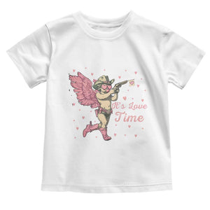 Funny Valentine's Day Toddler T Shirt It's Love Time Cowboy Cupid TS09 White Print Your Wear