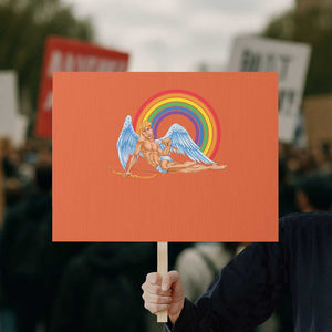 Funny Valentine's Day LGBT Cupid Protest Sign TS09 Horizontal 18" × 24" Orange Print Your Wear