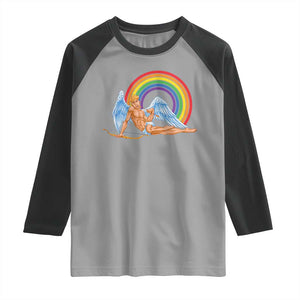 Funny Valentine's Day LGBT Cupid Raglan Shirt TS09 Sport Gray Black Print Your Wear