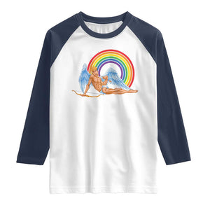 Funny Valentine's Day LGBT Cupid Raglan Shirt TS09 White Navy Print Your Wear