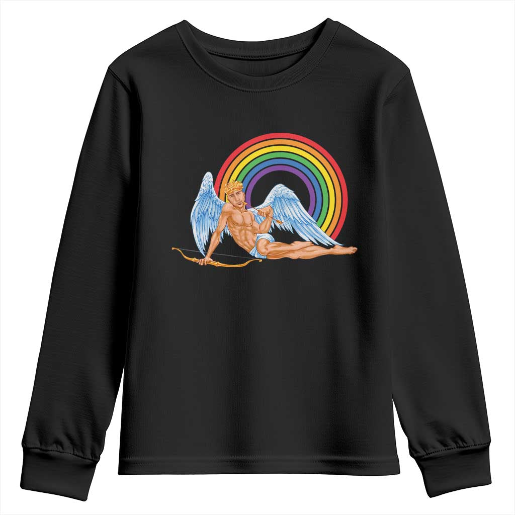 Funny Valentine's Day LGBT Cupid Youth Sweatshirt TS09 Black Print Your Wear