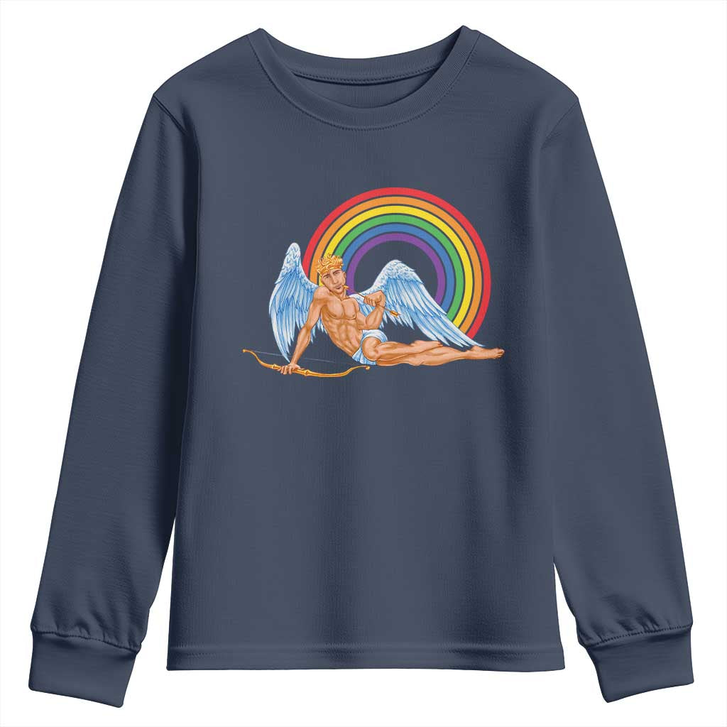 Funny Valentine's Day LGBT Cupid Youth Sweatshirt TS09 Navy Print Your Wear