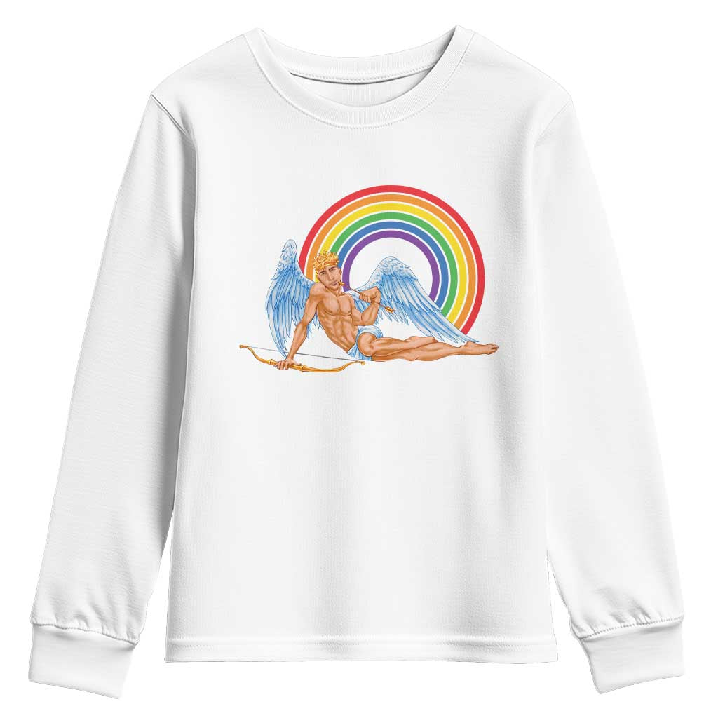 Funny Valentine's Day LGBT Cupid Youth Sweatshirt TS09 White Print Your Wear