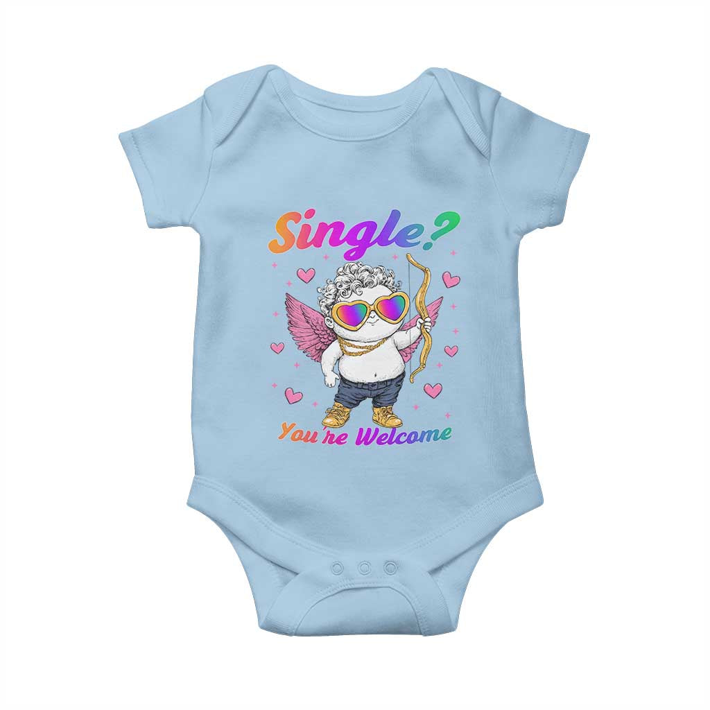Funny Single You're Welcome Baby Onesie Rainbow LGBT Cupid TS09 Light Blue Print Your Wear
