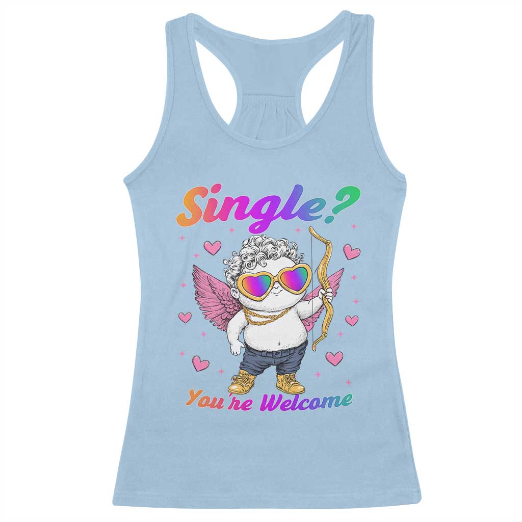 Funny Single You're Welcome Racerback Tank Top Rainbow LGBT Cupid TS09 Light Blue Print Your Wear