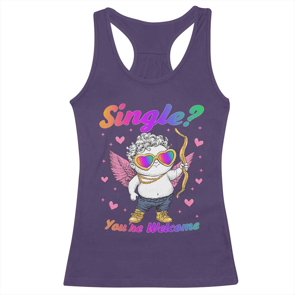 Funny Single You're Welcome Racerback Tank Top Rainbow LGBT Cupid TS09 Purple Print Your Wear
