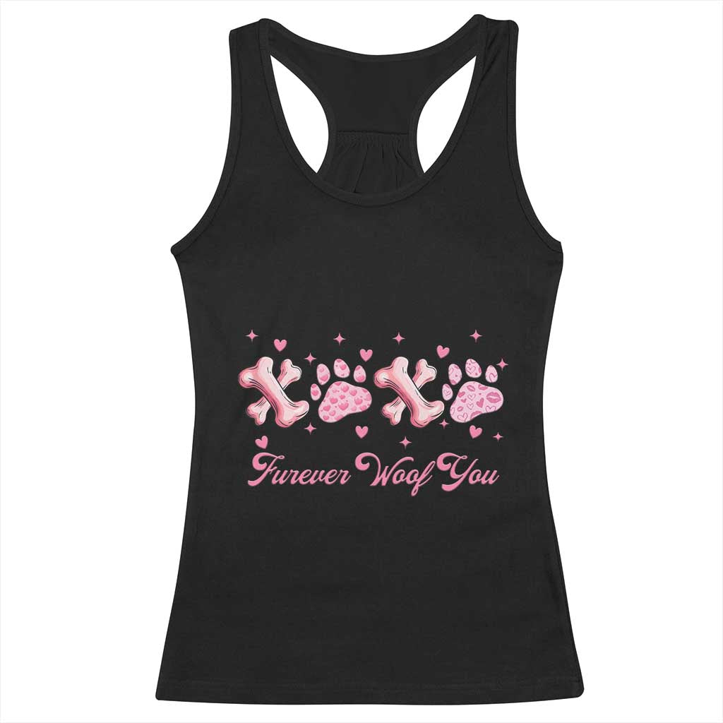 Valentine's Day Dog Lover Racerback Tank Top Furever Woof You Paw XO TS09 Black Print Your Wear