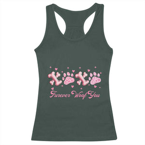 Valentine's Day Dog Lover Racerback Tank Top Furever Woof You Paw XO TS09 Dark Forest Green Print Your Wear