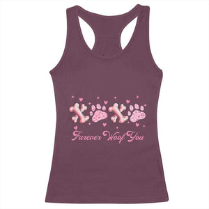 Valentine's Day Dog Lover Racerback Tank Top Furever Woof You Paw XO TS09 Maroon Print Your Wear