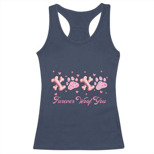 Valentine's Day Dog Lover Racerback Tank Top Furever Woof You Paw XO TS09 Navy Print Your Wear