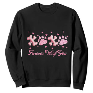 Valentine's Day Dog Lover Sweatshirt Furever Woof You Paw XO TS09 Black Print Your Wear