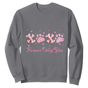 Valentine's Day Dog Lover Sweatshirt Furever Woof You Paw XO TS09 Charcoal Print Your Wear