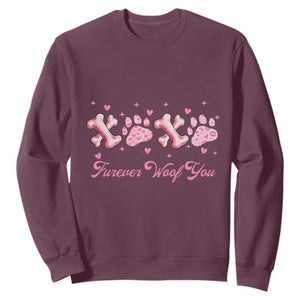 Valentine's Day Dog Lover Sweatshirt Furever Woof You Paw XO TS09 Maroon Print Your Wear