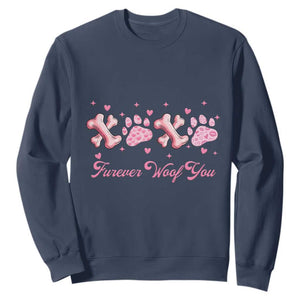 Valentine's Day Dog Lover Sweatshirt Furever Woof You Paw XO TS09 Navy Print Your Wear