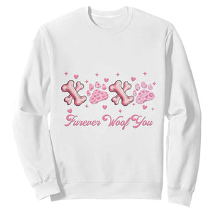 Valentine's Day Dog Lover Sweatshirt Furever Woof You Paw XO TS09 White Print Your Wear