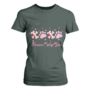 Valentine's Day Dog Lover T Shirt For Women Furever Woof You Paw XO TS09 Dark Forest Green Print Your Wear