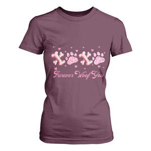 Valentine's Day Dog Lover T Shirt For Women Furever Woof You Paw XO TS09 Maroon Print Your Wear