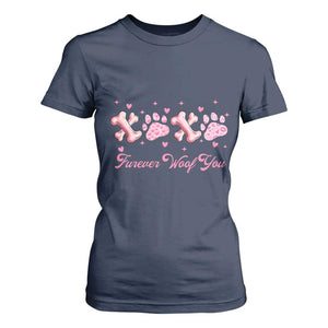 Valentine's Day Dog Lover T Shirt For Women Furever Woof You Paw XO TS09 Navy Print Your Wear