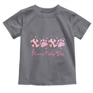 Valentine's Day Dog Lover Toddler T Shirt Furever Woof You Paw XO TS09 Charcoal Print Your Wear