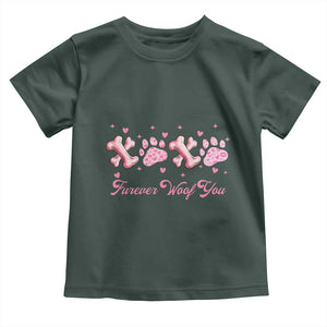 Valentine's Day Dog Lover Toddler T Shirt Furever Woof You Paw XO TS09 Dark Forest Green Print Your Wear