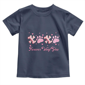 Valentine's Day Dog Lover Toddler T Shirt Furever Woof You Paw XO TS09 Navy Print Your Wear