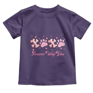 Valentine's Day Dog Lover Toddler T Shirt Furever Woof You Paw XO TS09 Purple Print Your Wear