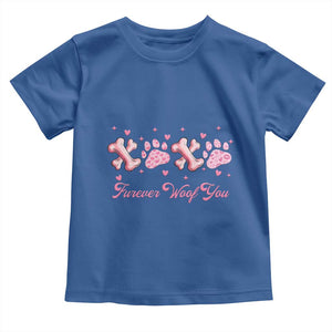 Valentine's Day Dog Lover Toddler T Shirt Furever Woof You Paw XO TS09 Royal Blue Print Your Wear