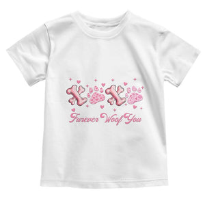 Valentine's Day Dog Lover Toddler T Shirt Furever Woof You Paw XO TS09 White Print Your Wear