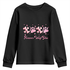 Valentine's Day Dog Lover Youth Sweatshirt Furever Woof You Paw XO TS09 Black Print Your Wear