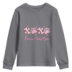 Valentine's Day Dog Lover Youth Sweatshirt Furever Woof You Paw XO TS09 Charcoal Print Your Wear